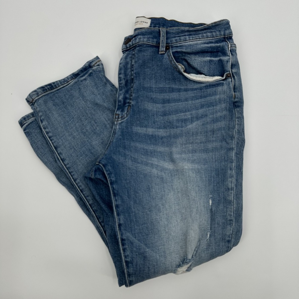 Oliver Logan Crosby Boyfriend Jeans Womens 32 Distressed Stretch Denim Ripped - Picture 1 of 11